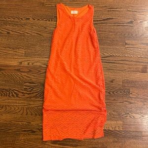 Everly Orange Lace Midi Dress